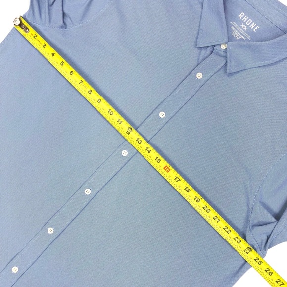 Rhone Commuter Midweight Pro Button Long Sleeve Shirt Men’s XXL Blue Stretch - Picture 7 of 9